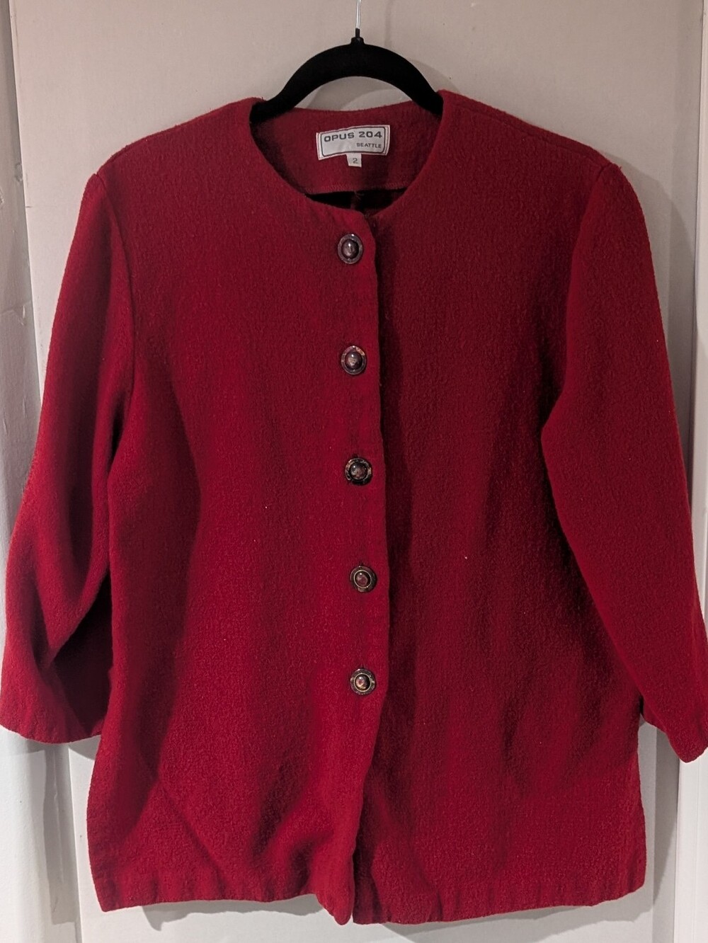 Opus 204 Red Button Front Wool Jacket And Matching Skirt